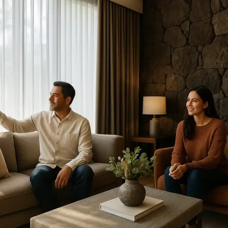 Cortinas Ciudad de México Jardines del Pedregal sala con luz natural | Interambientes